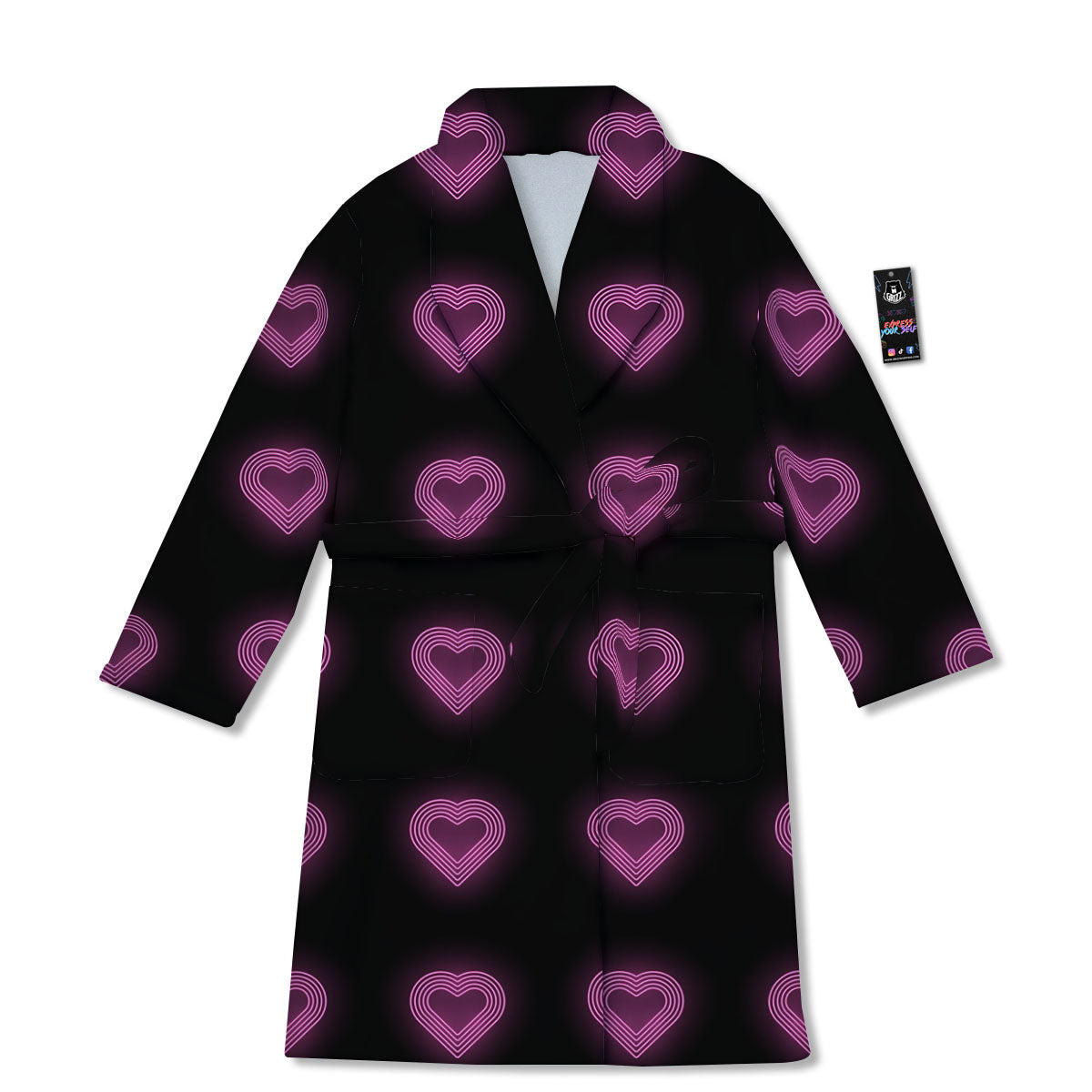 Heart Lights Print Pattern Bathrobe-grizzshop