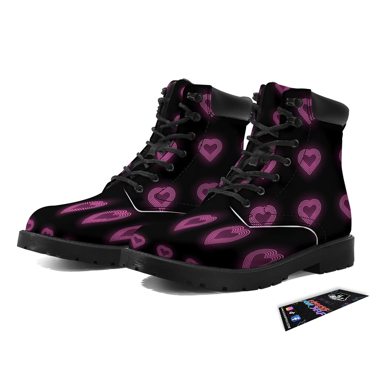 Heart Lights Print Pattern Boots-grizzshop