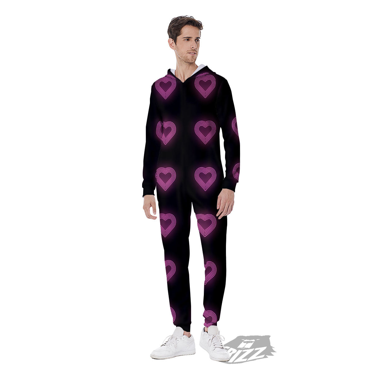 Heart Lights Print Pattern Men's Jumpsuit-grizzshop