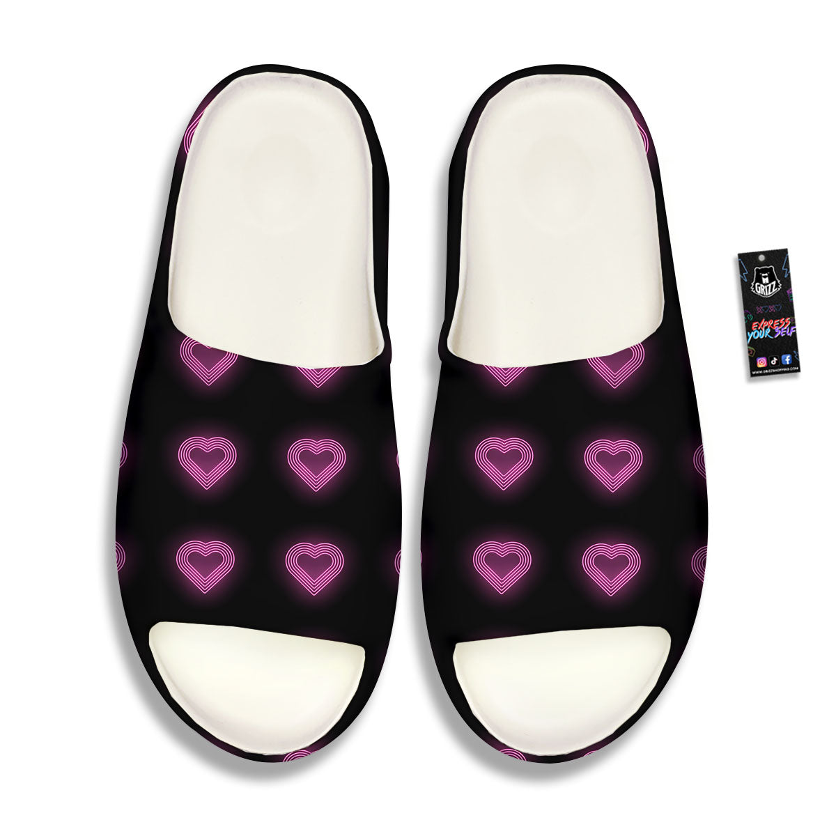 Heart Lights Print Pattern Sandals-grizzshop