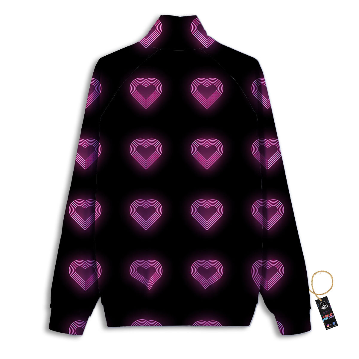 Heart Lights Print Pattern Track Jacket-grizzshop