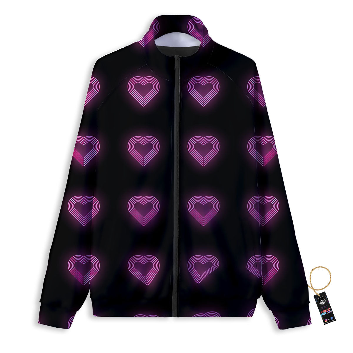 Heart Lights Print Pattern Track Jacket-grizzshop