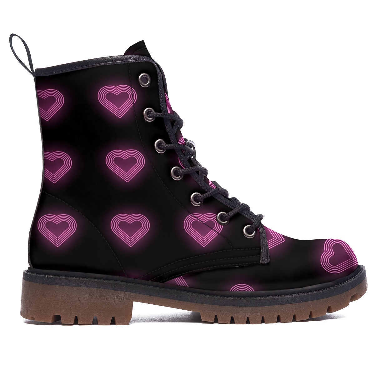 Heart Lights Print Pattern Work Boots-grizzshop