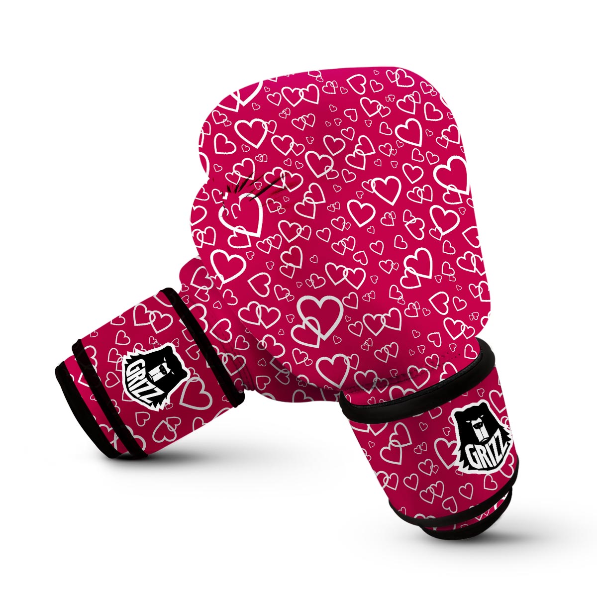 Heart Pattern Print Boxing Gloves-grizzshop