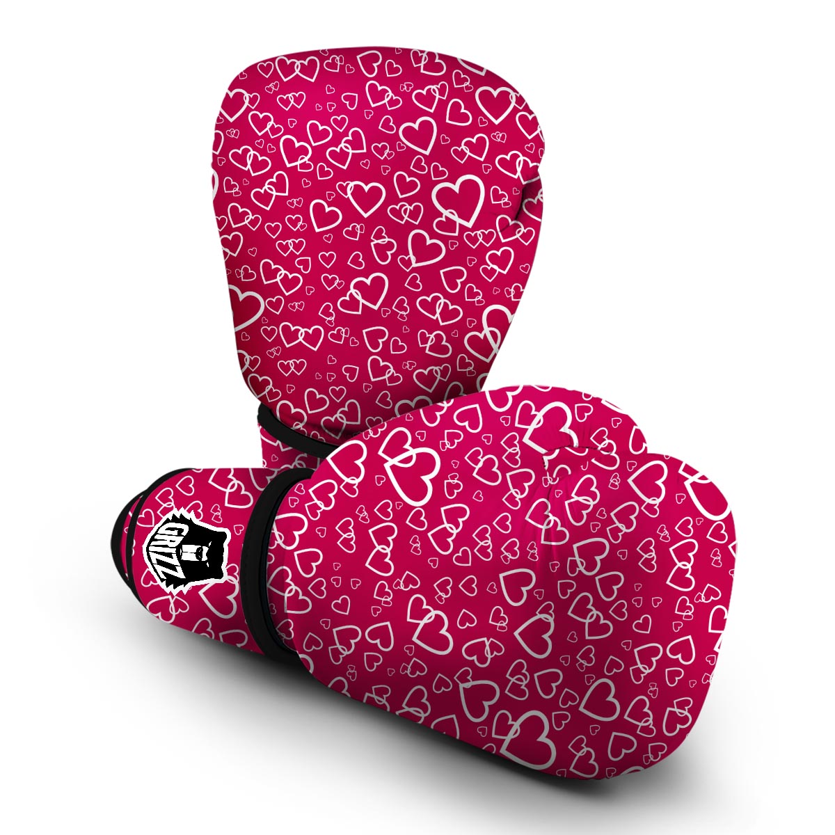Heart Pattern Print Boxing Gloves-grizzshop