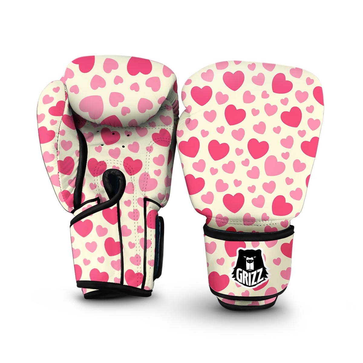Heart Print Pattern Boxing Gloves-grizzshop