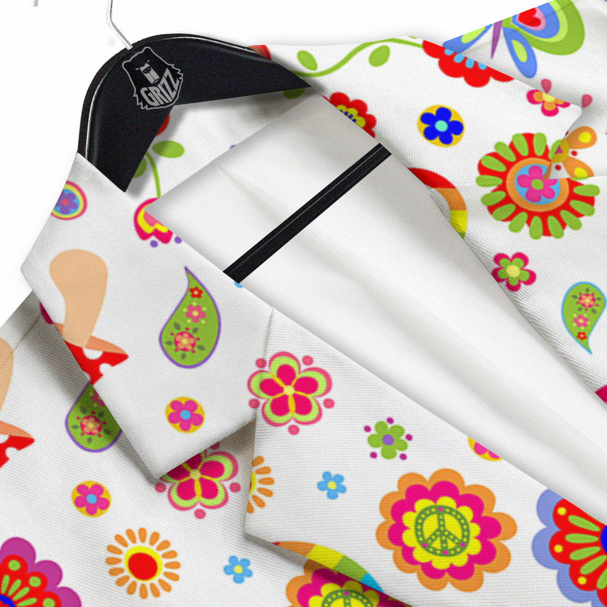 Heart Psychedelic Peace Sign Print Pattern Men's Sport Coat-grizzshop