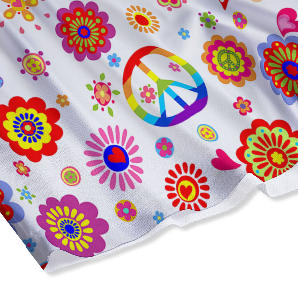 Heart Psychedelic Peace Sign Print Pattern Mesh Shorts