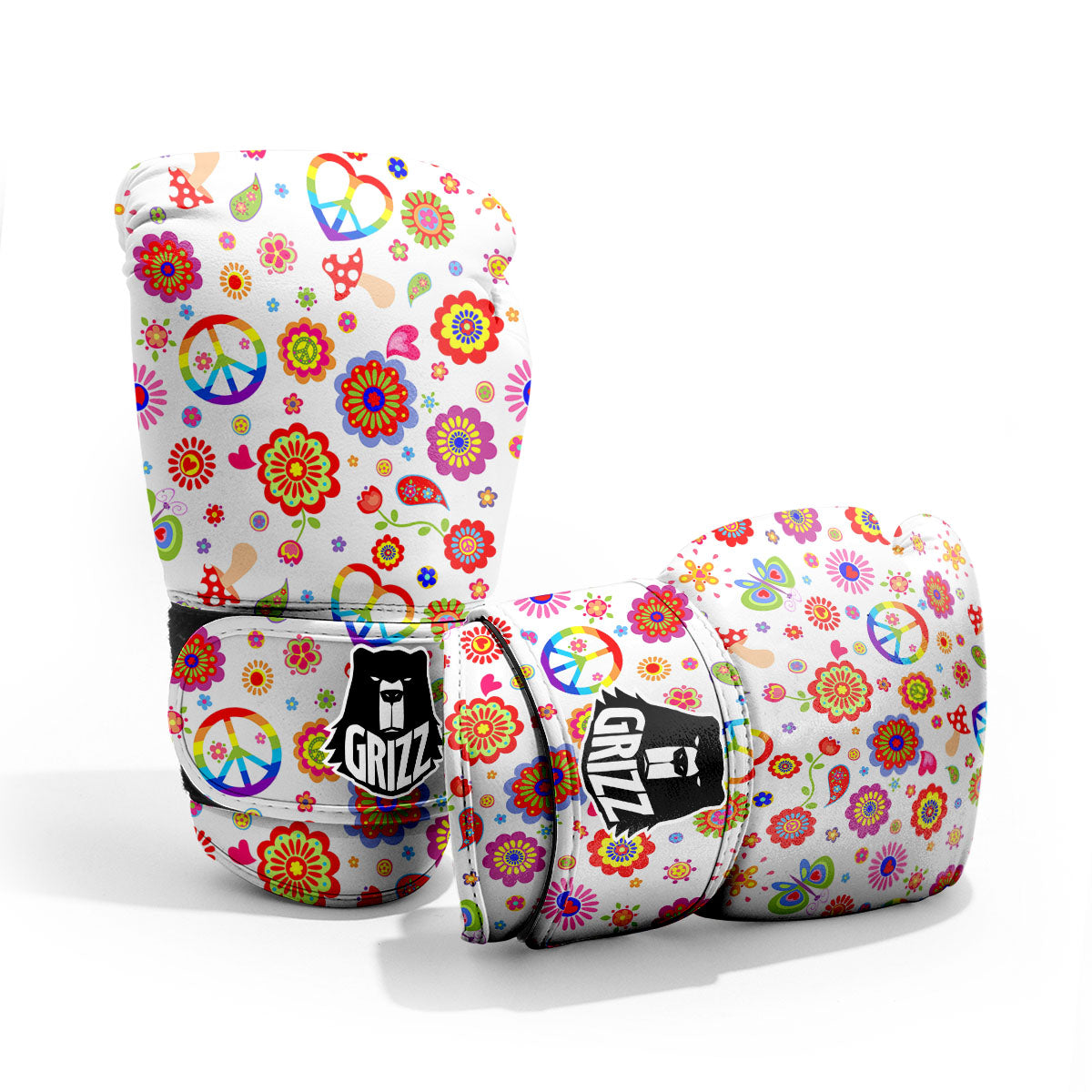 Heart Psychedelic Peace Sign Print Pattern Pro Boxing Glove