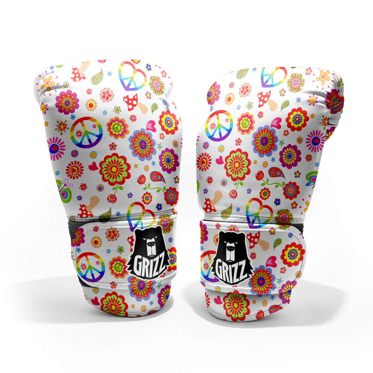 Heart Psychedelic Peace Sign Print Pattern Pro Boxing Glove