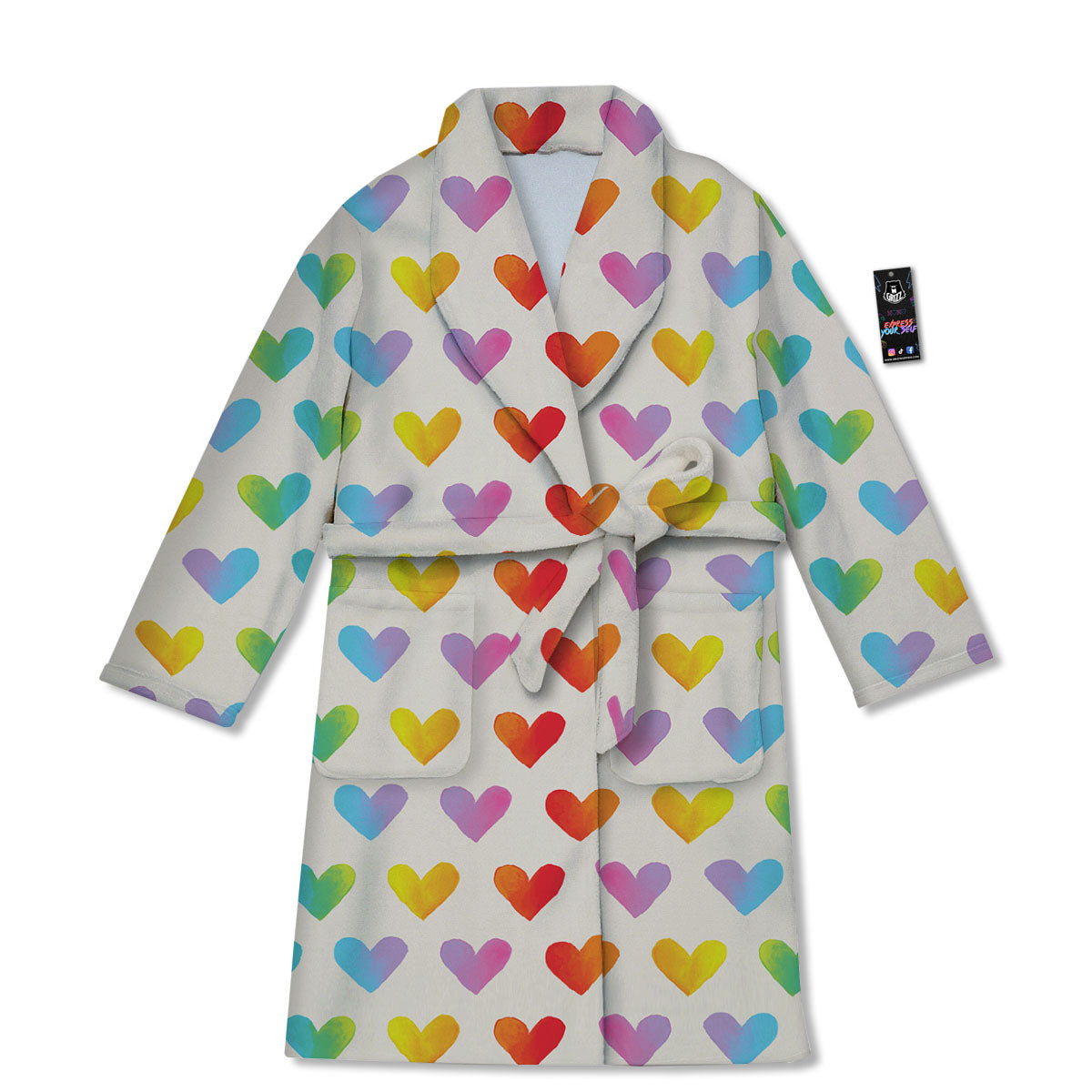 Heart Rainbow Print Pattern Bathrobe-grizzshop