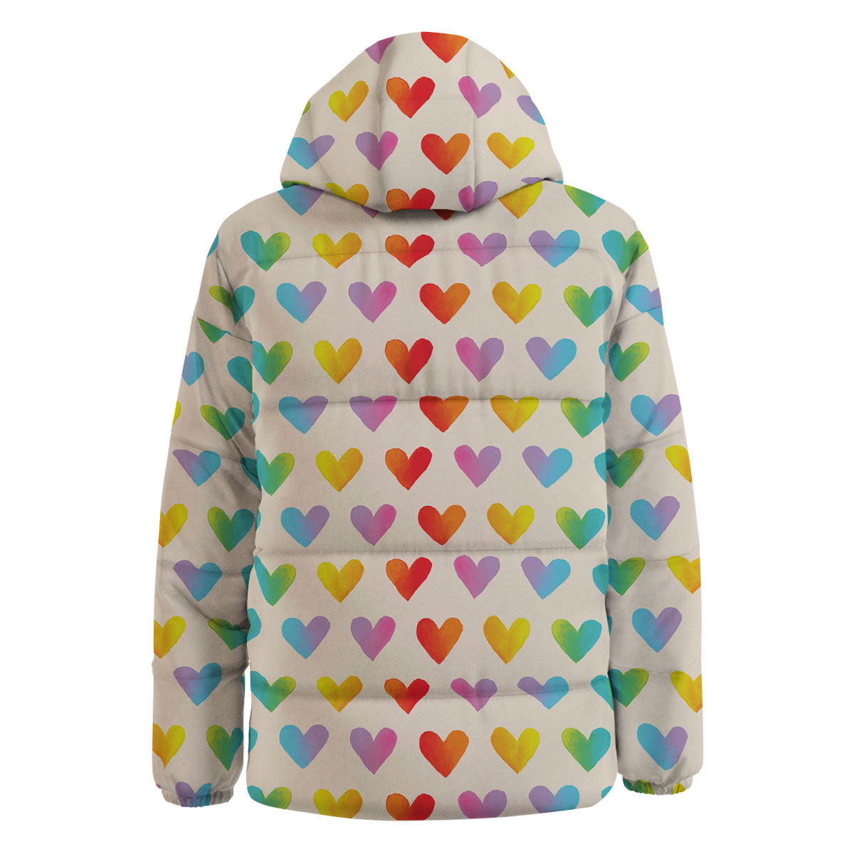 Heart Rainbow Print Pattern Down Jacket-grizzshop