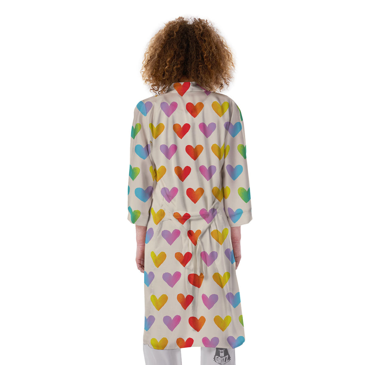 Heart Rainbow Print Pattern Kimono-grizzshop