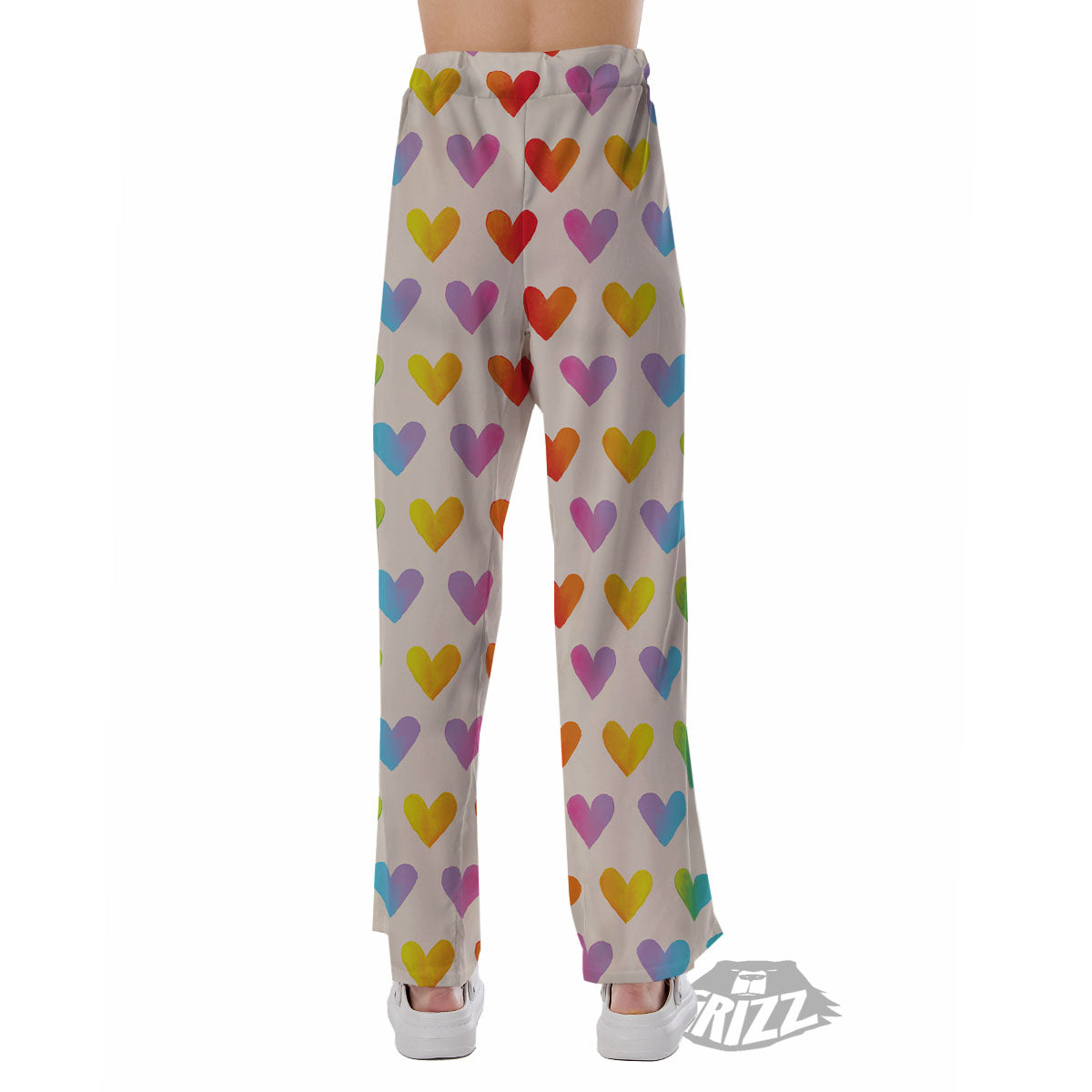 Heart Rainbow Print Pattern Pajama Pants-grizzshop