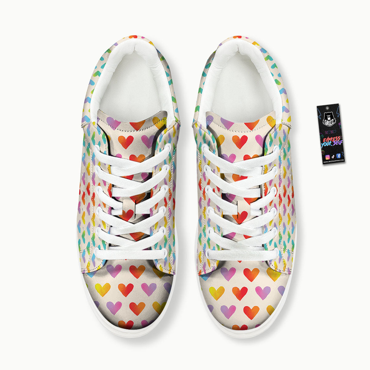 Heart Rainbow Print Pattern Platform Shoes-grizzshop