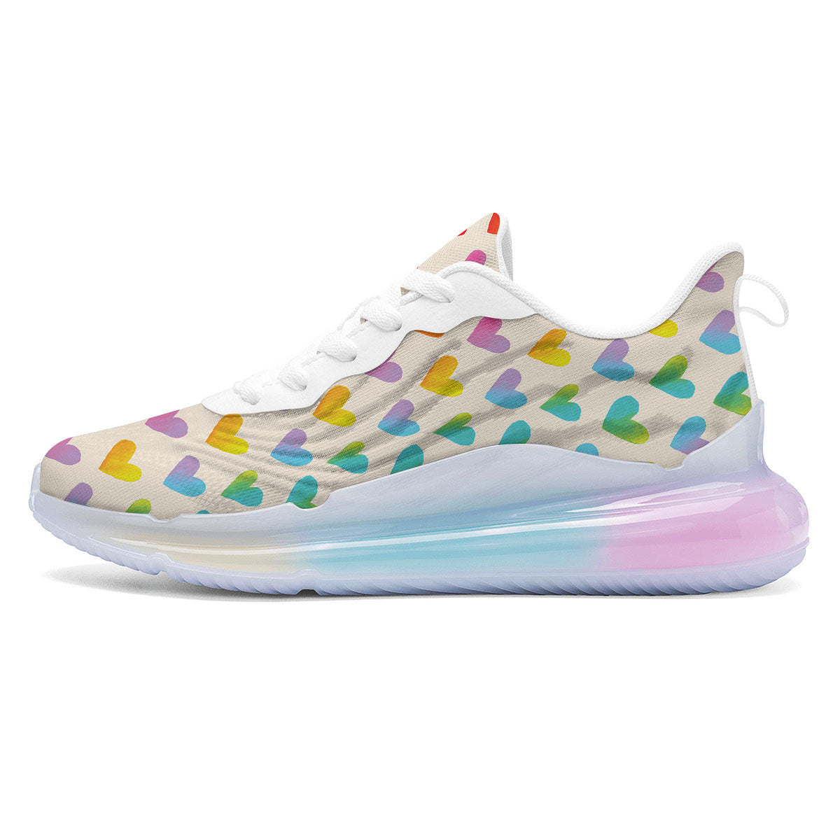 Heart Rainbow Print Pattern Running Sneakers-grizzshop