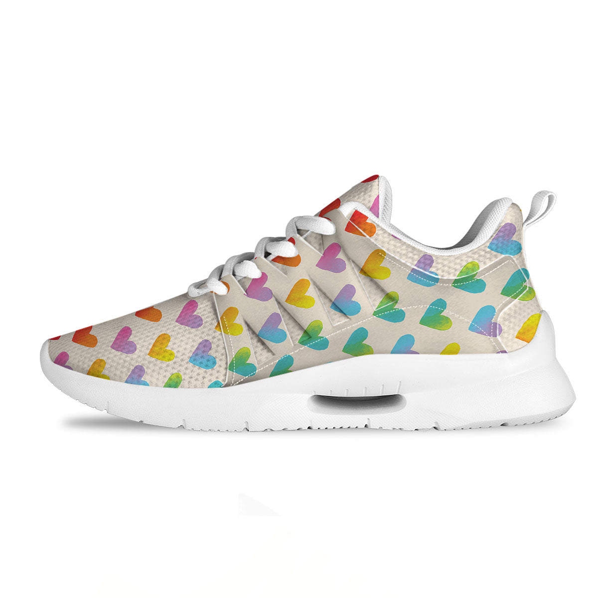 Heart Rainbow Print Pattern Tennis Shoes-grizzshop