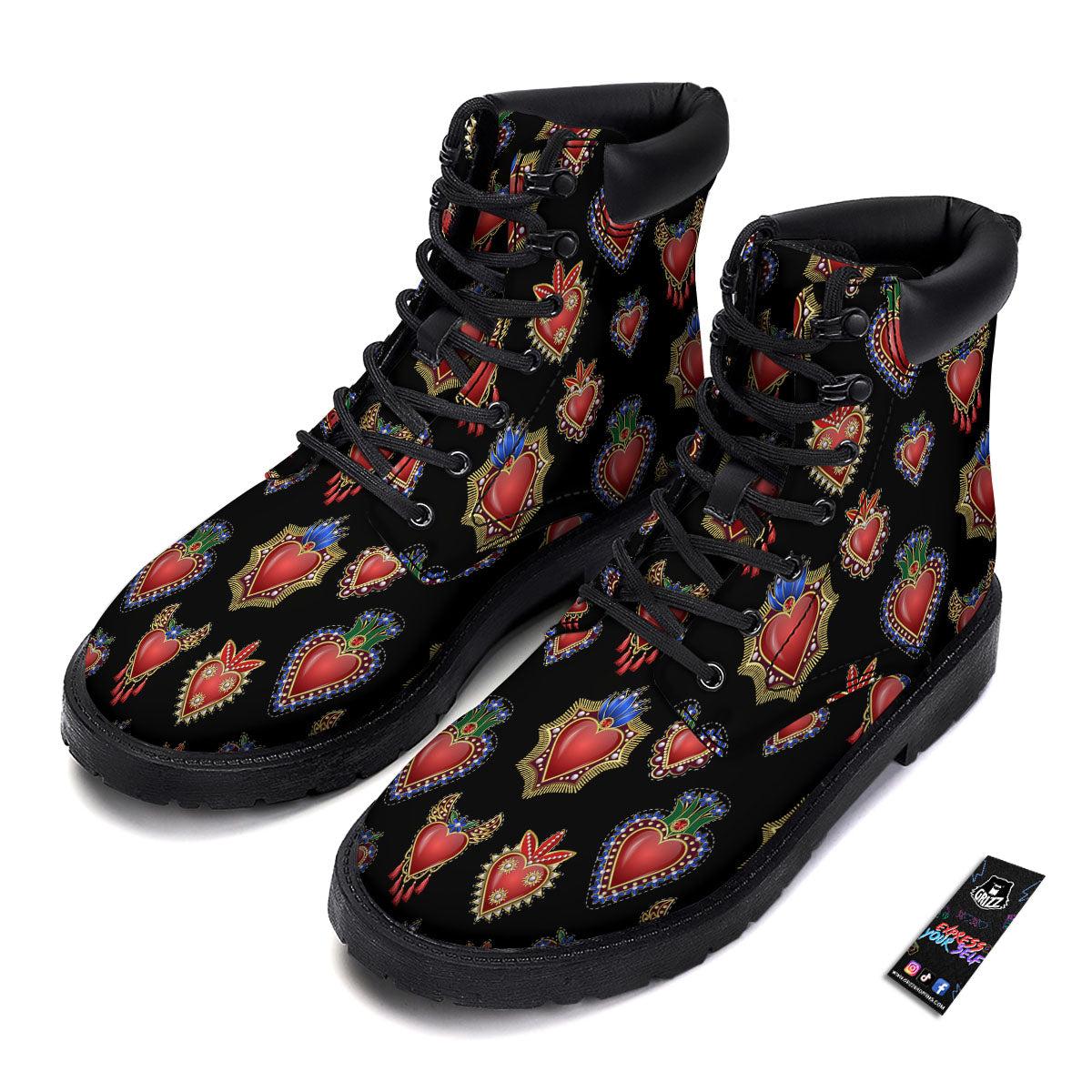 Heart Sacred Print Pattern Boots-grizzshop