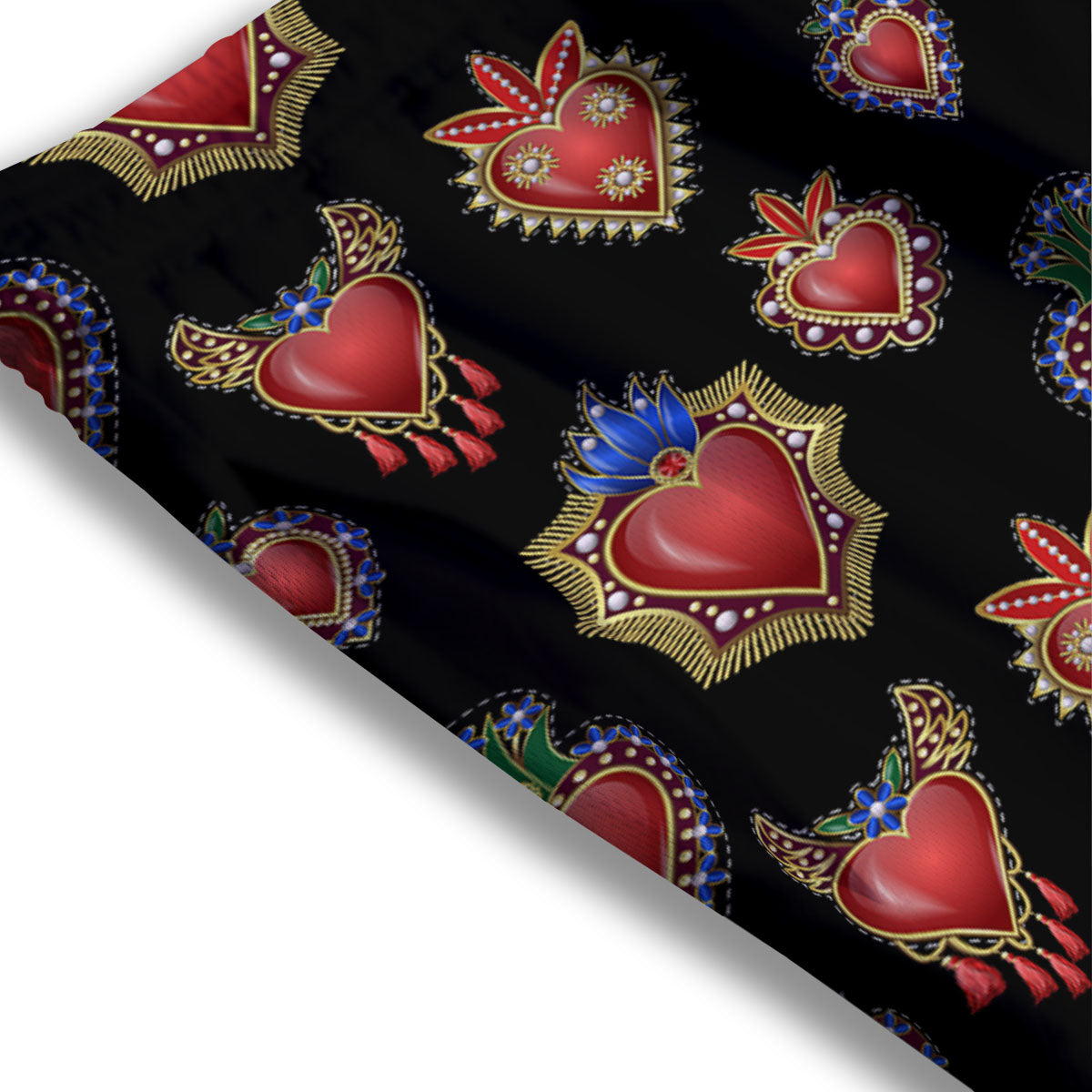 Heart Sacred Print Pattern Mesh Shorts