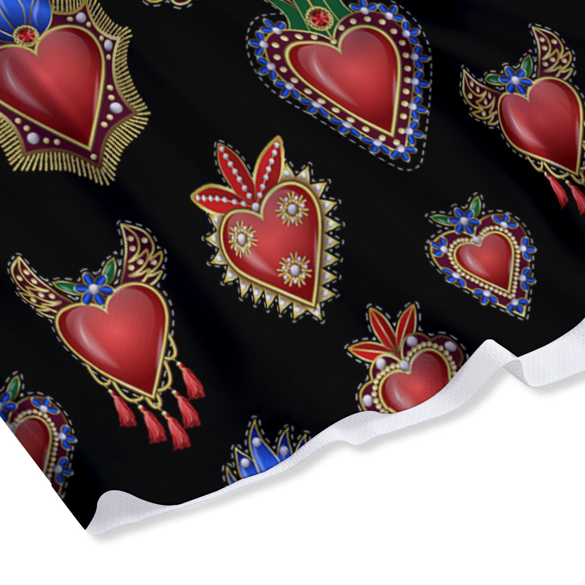 Heart Sacred Print Pattern Mesh Shorts