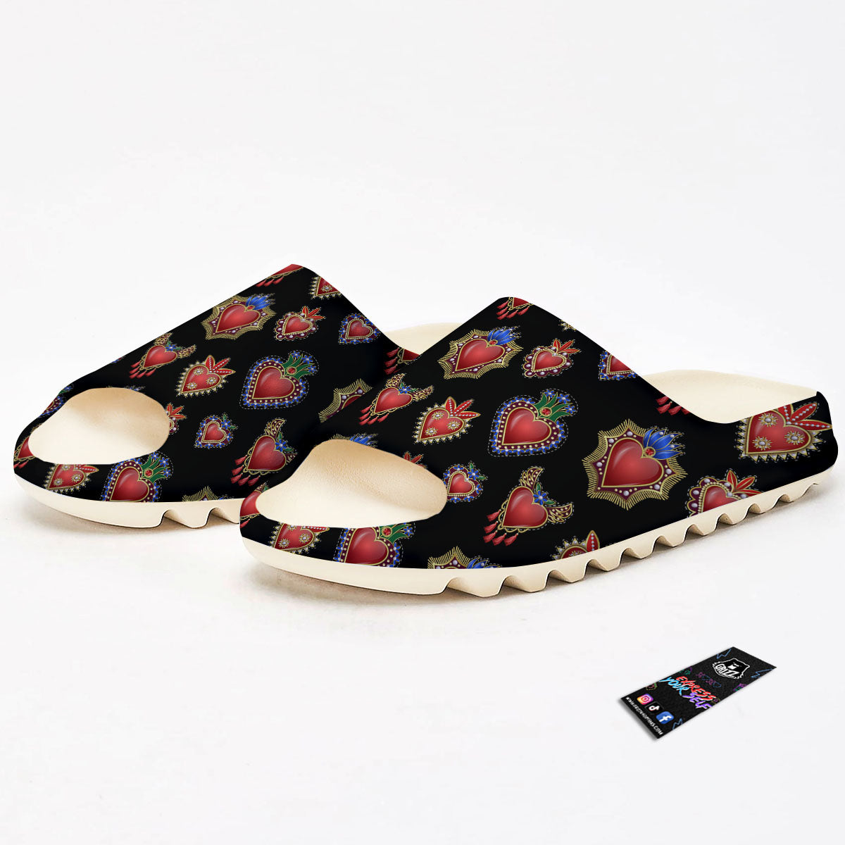 Heart Sacred Print Pattern Sandals-grizzshop