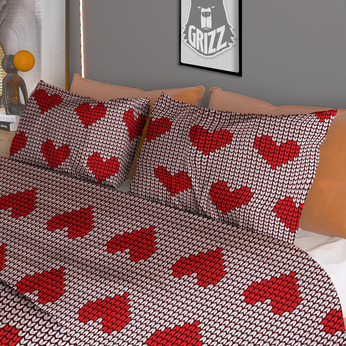 Heart Valentine's Day Print Pattern Duvet Cover Bedding Set