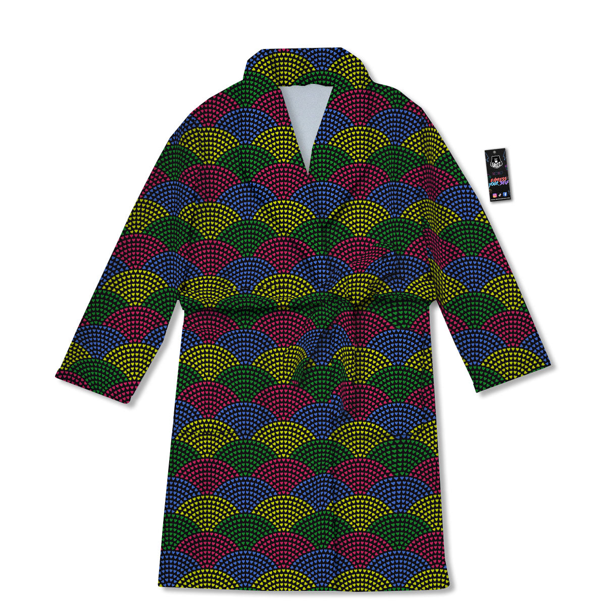 Heart Wave Colorful Print Pattern Bathrobe-grizzshop