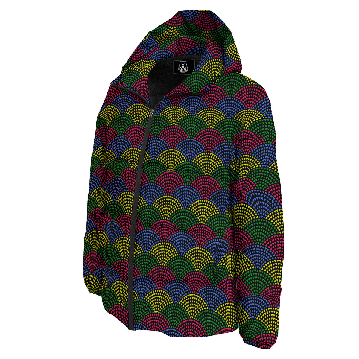 Heart Wave Colorful Print Pattern Down Jacket-grizzshop