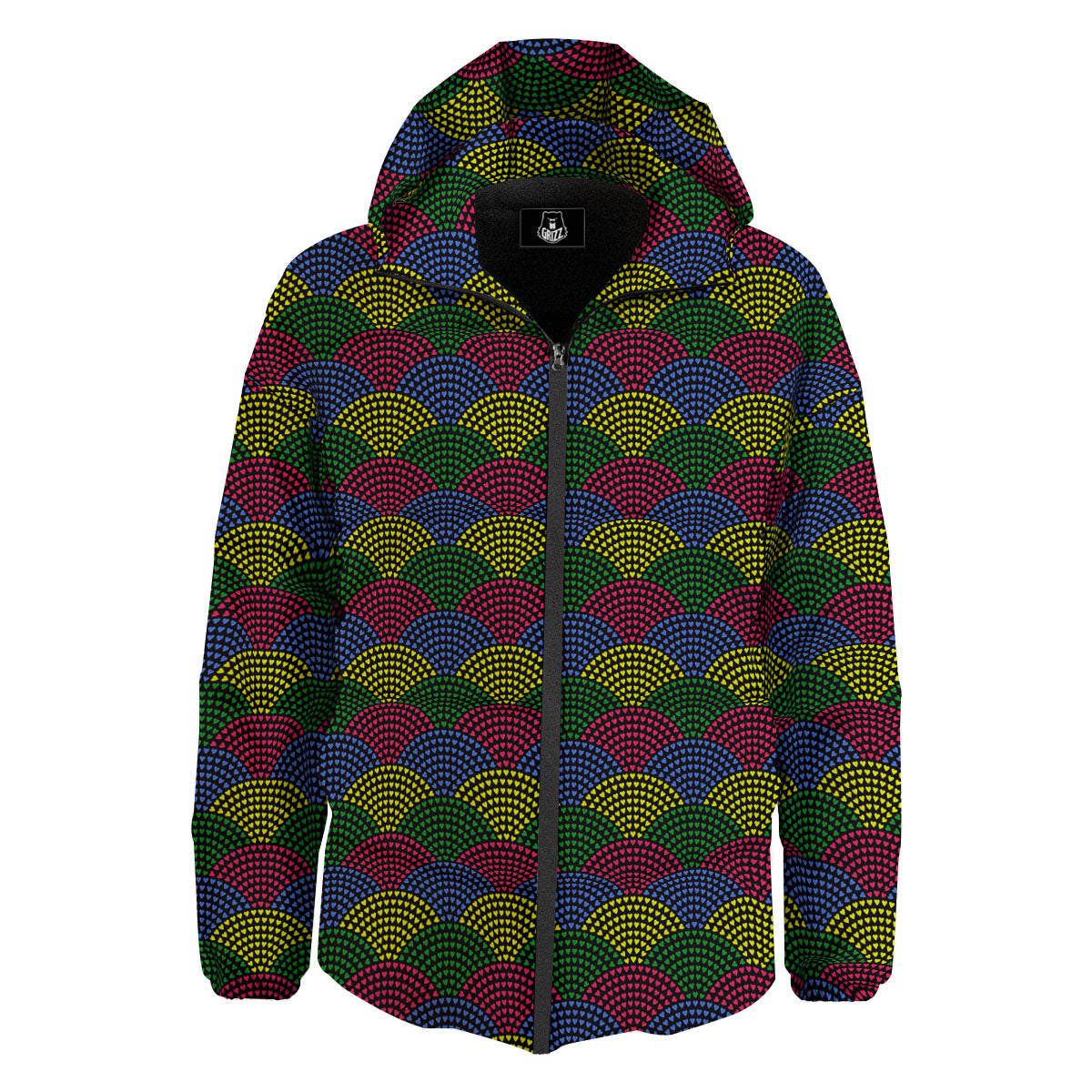 Heart Wave Colorful Print Pattern Down Jacket-grizzshop