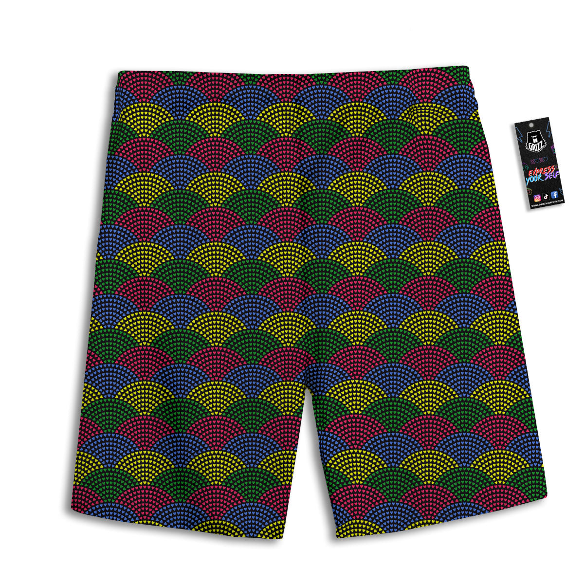 Heart Wave Colorful Print Pattern Men's Athletic Shorts