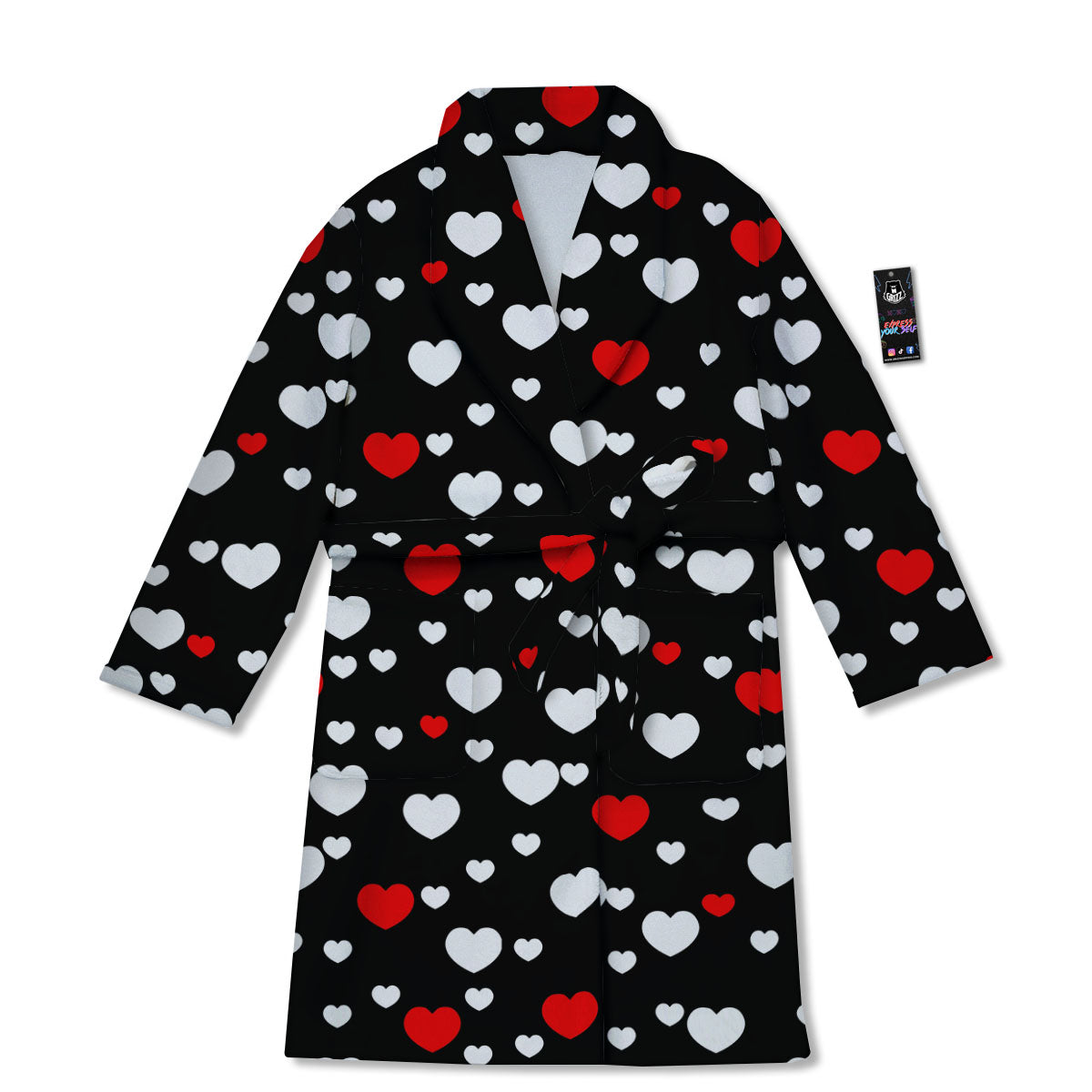 Heart White And Red Print Pattern Bathrobe-grizzshop