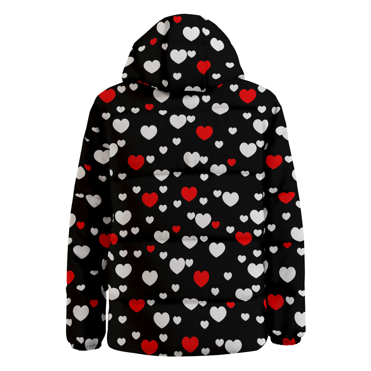 Heart White And Red Print Pattern Down Jacket-grizzshop