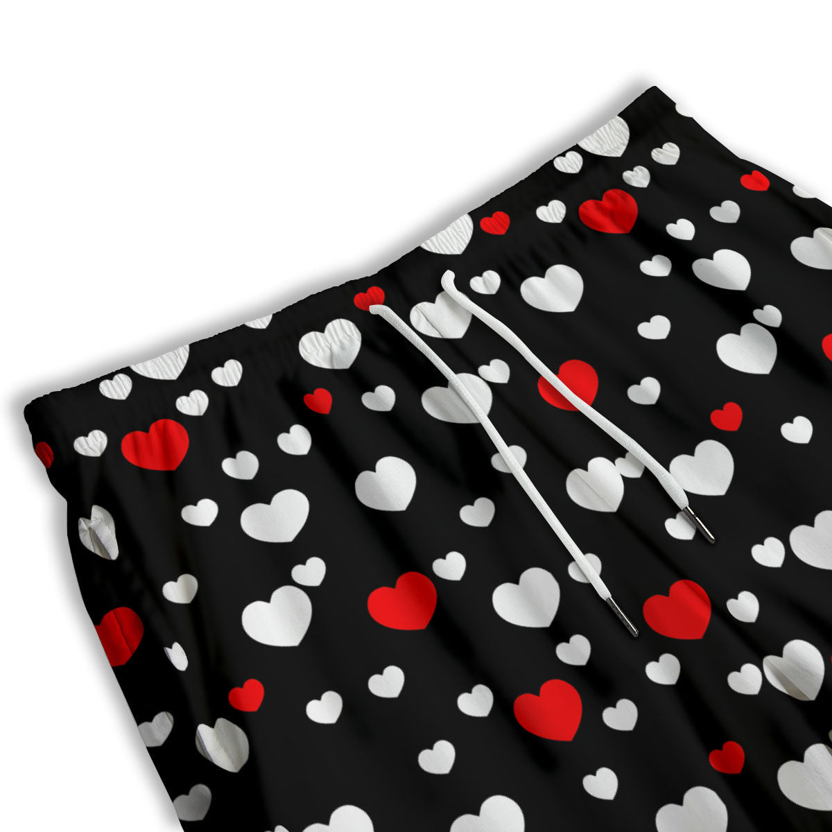 Heart White And Red Print Pattern Men's Athletic Shorts