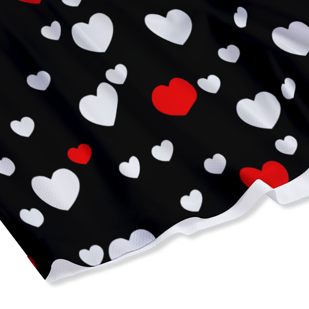 Heart White And Red Print Pattern Mesh Shorts