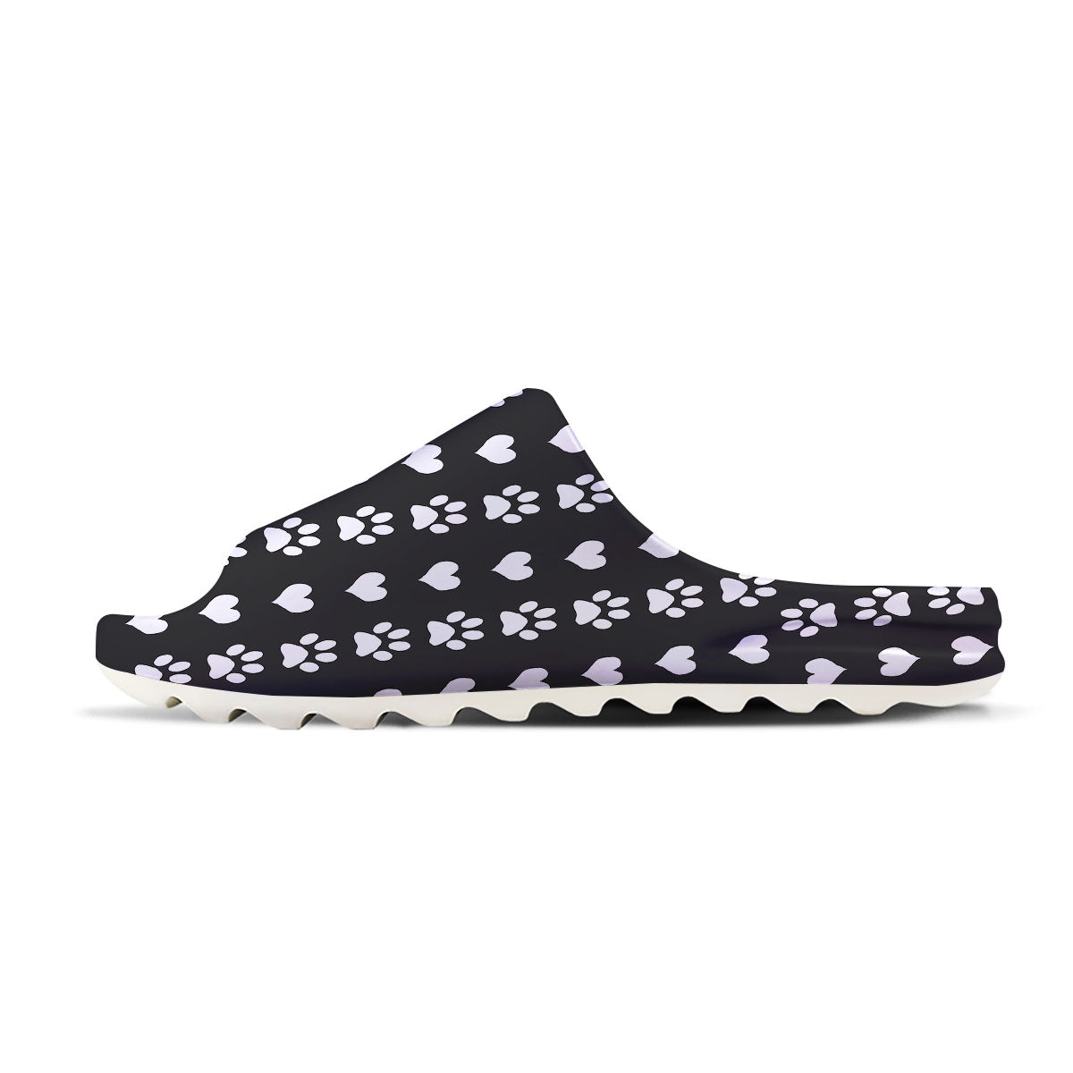Heart And Black Paw Print Pattern Sandals-grizzshop