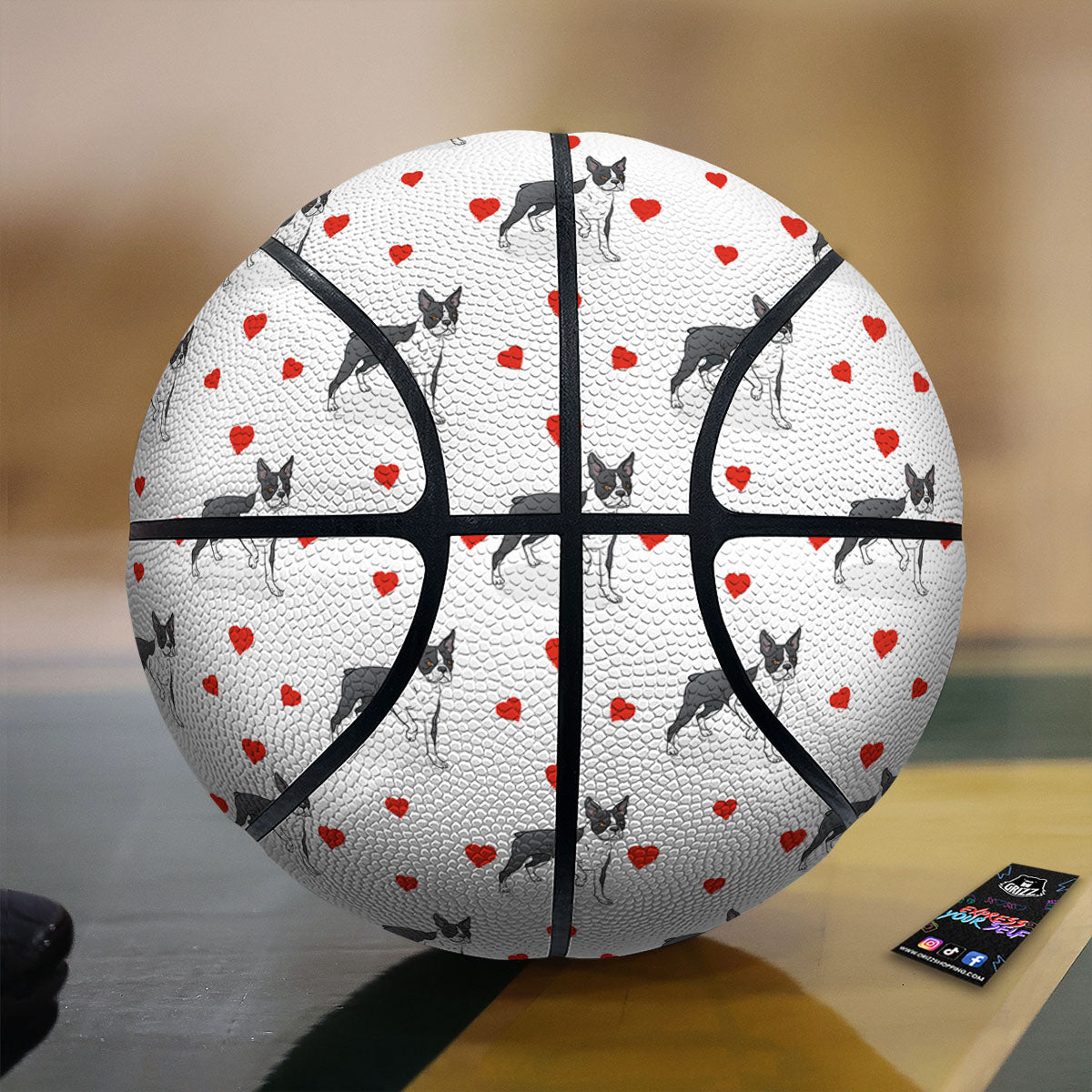 Heart Bull Terrier Print Pattern Basketball