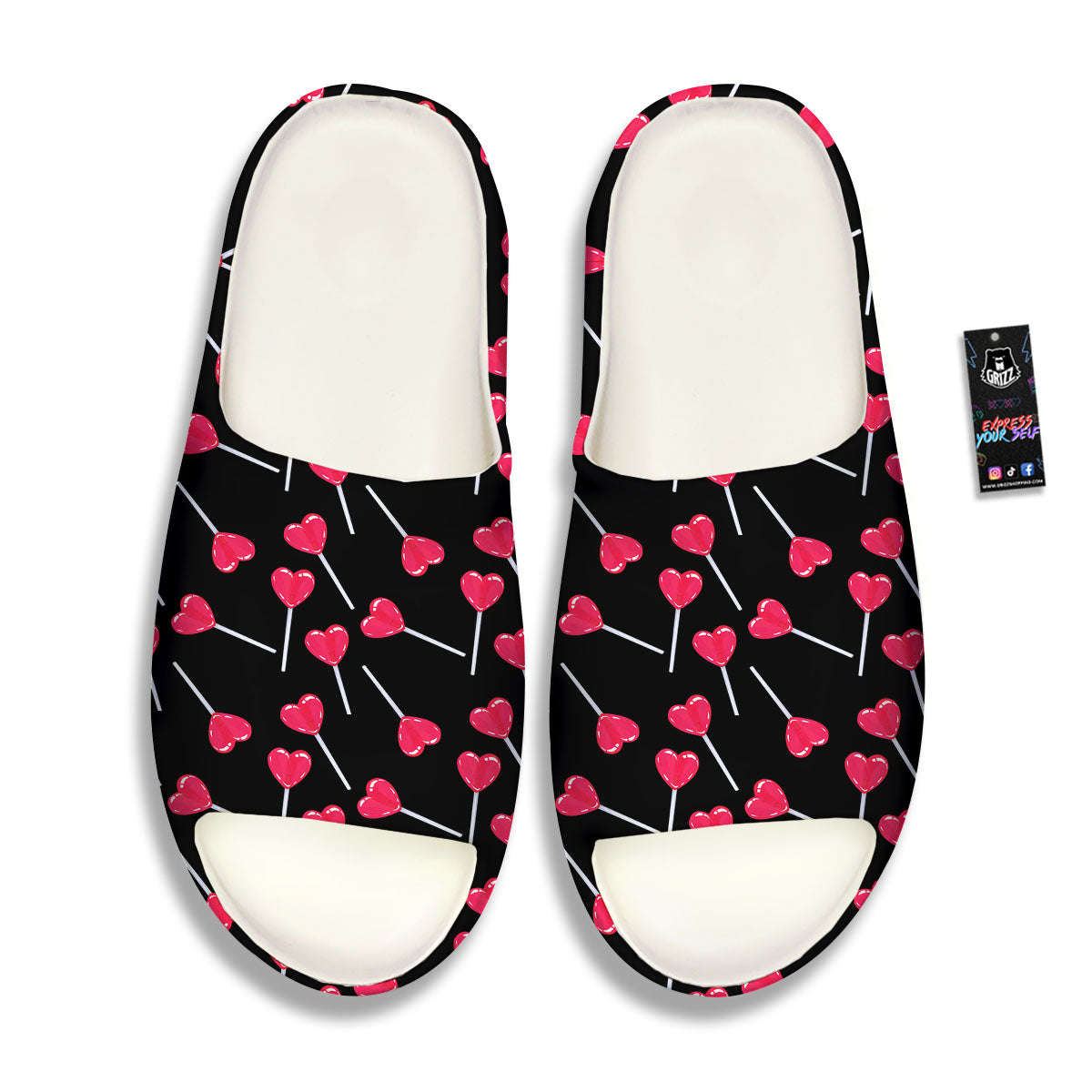 Heart Pink Lollipop Print Pattern Sandals-grizzshop