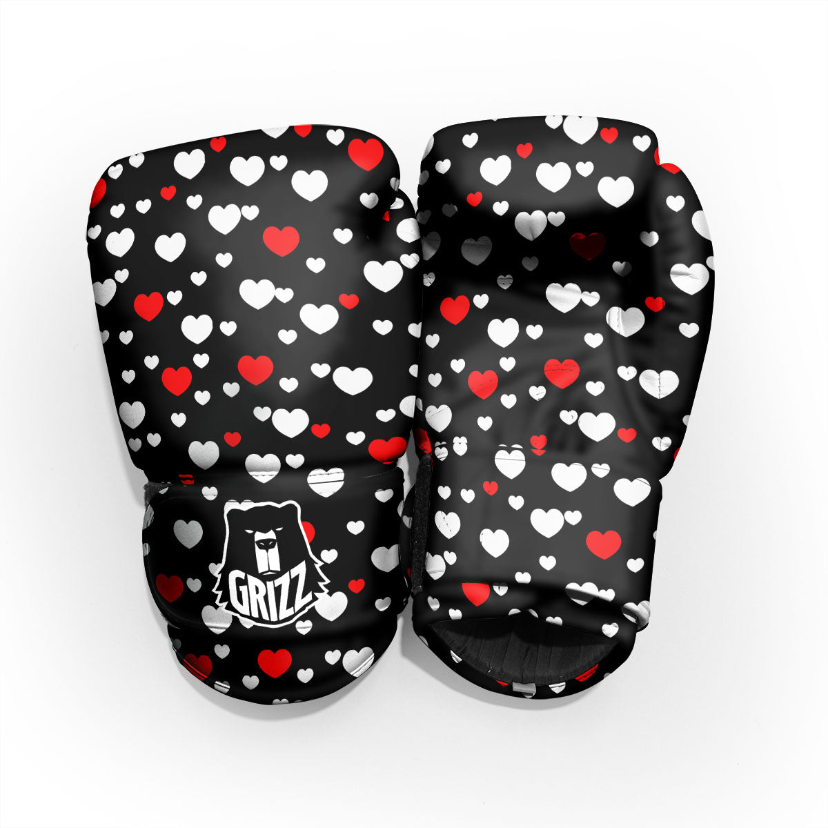 Heart White And Red Print Pattern Pro Boxing Glove