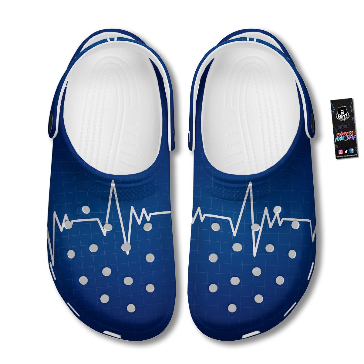 Heartbeat Blue Print Clog-grizzshop