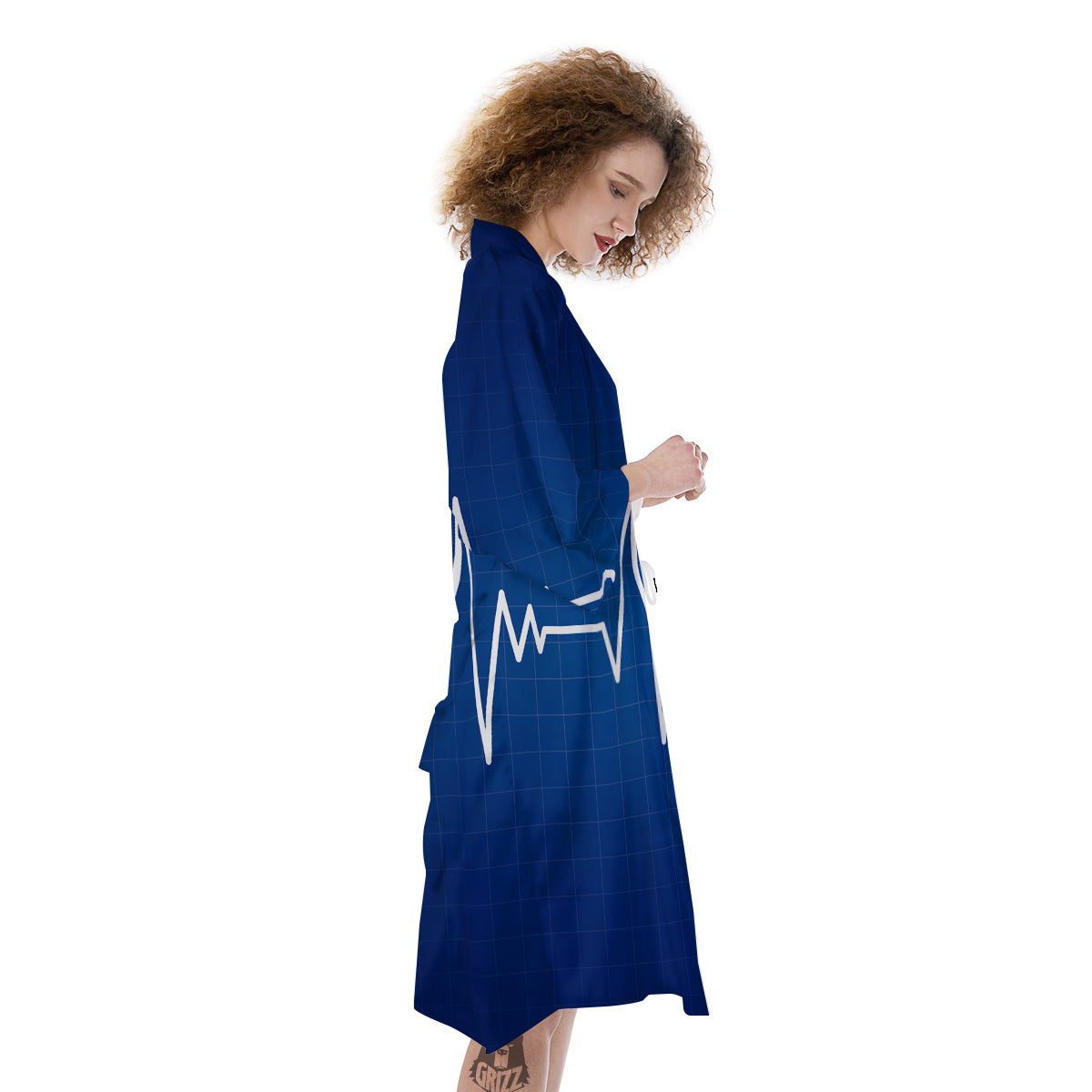 Heartbeat Blue Print Kimono-grizzshop