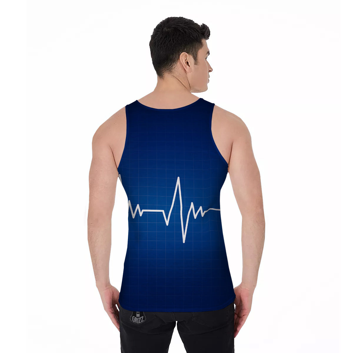 Heartbeat Blue Print Men's Tank Top-grizzshop