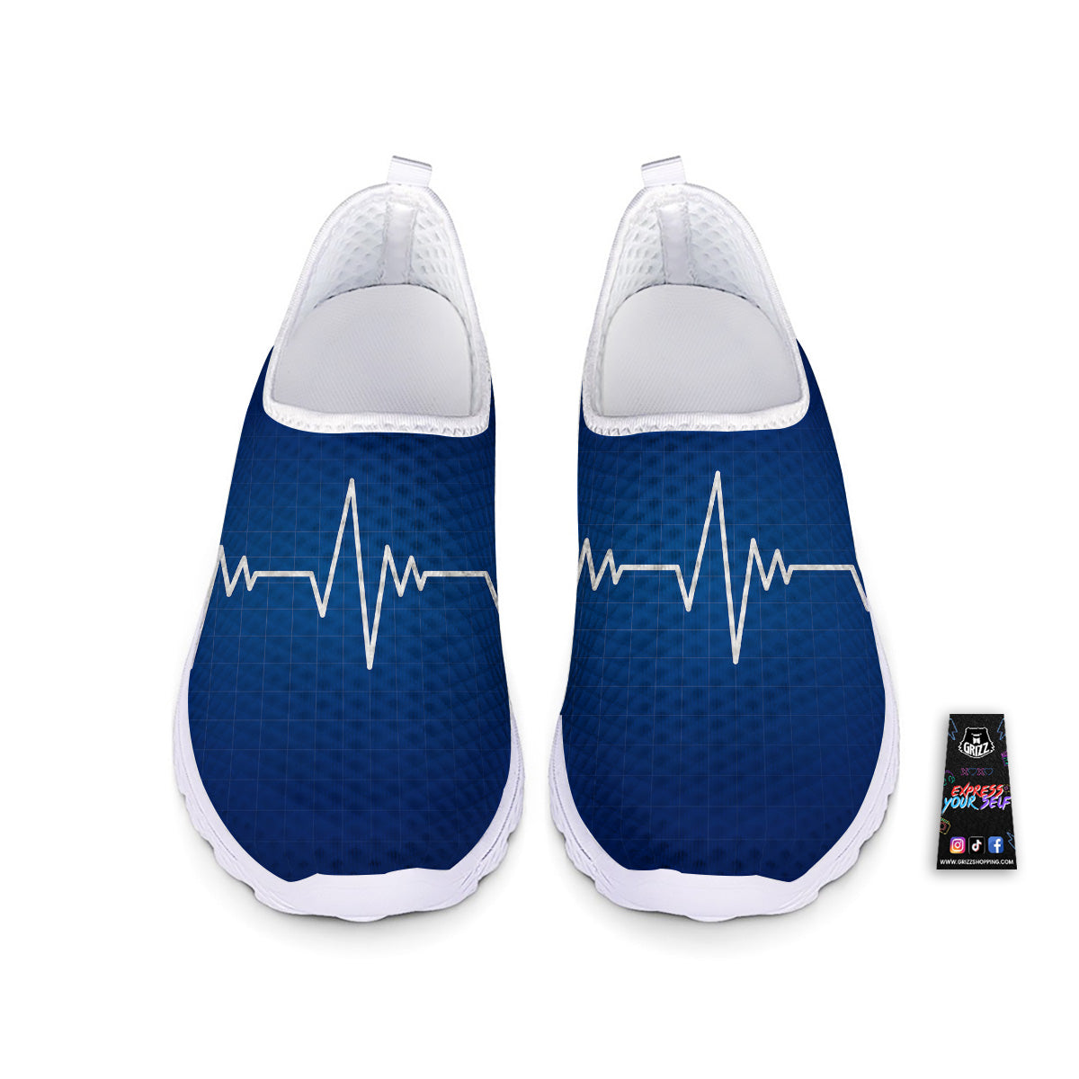 Heartbeat Blue Print Nurse Shoes-grizzshop