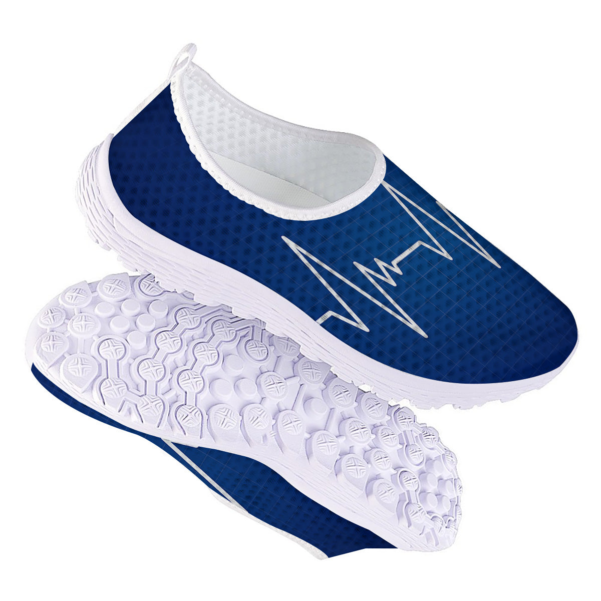 Heartbeat Blue Print Nurse Shoes-grizzshop