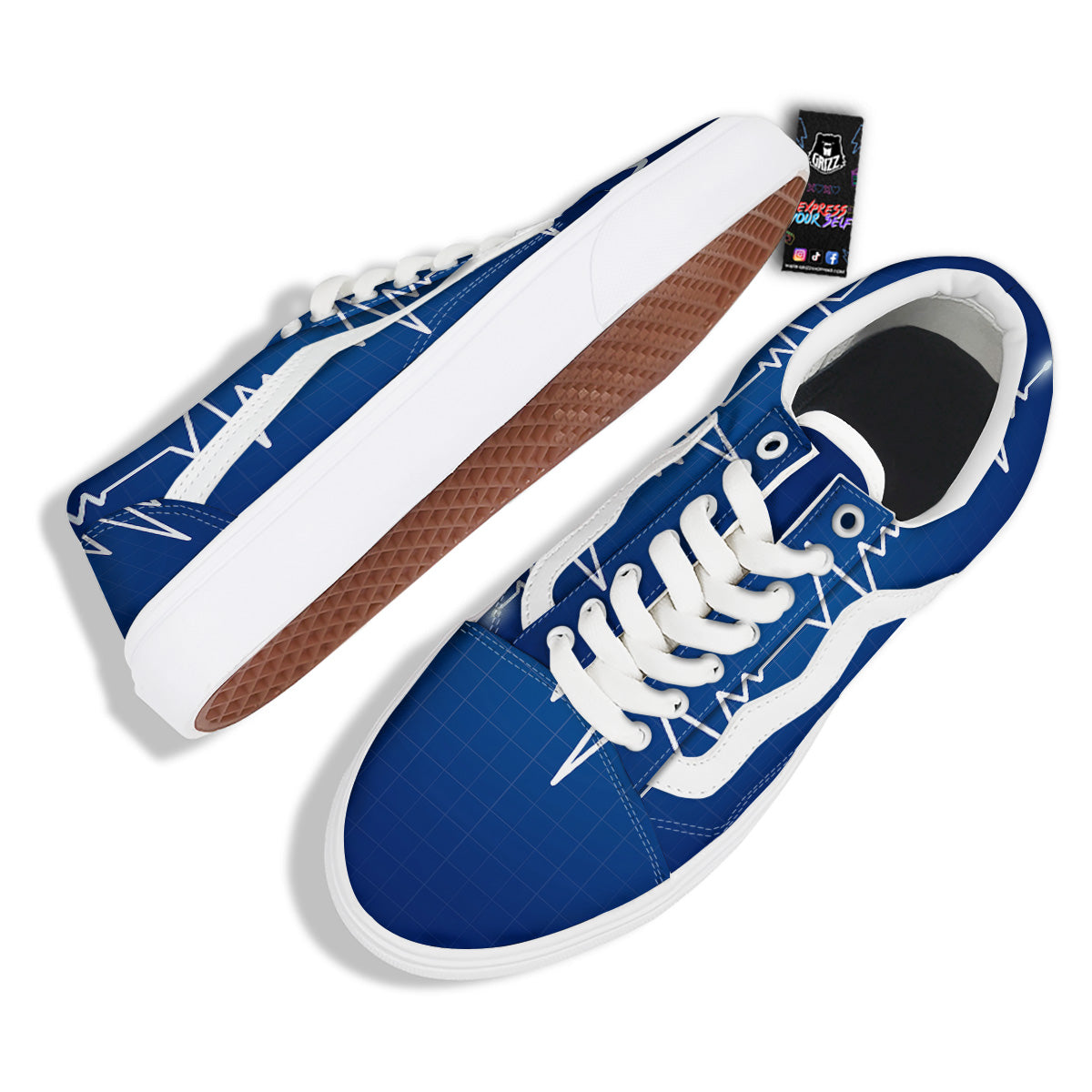 Heartbeat Blue Print Skate Shoes-grizzshop