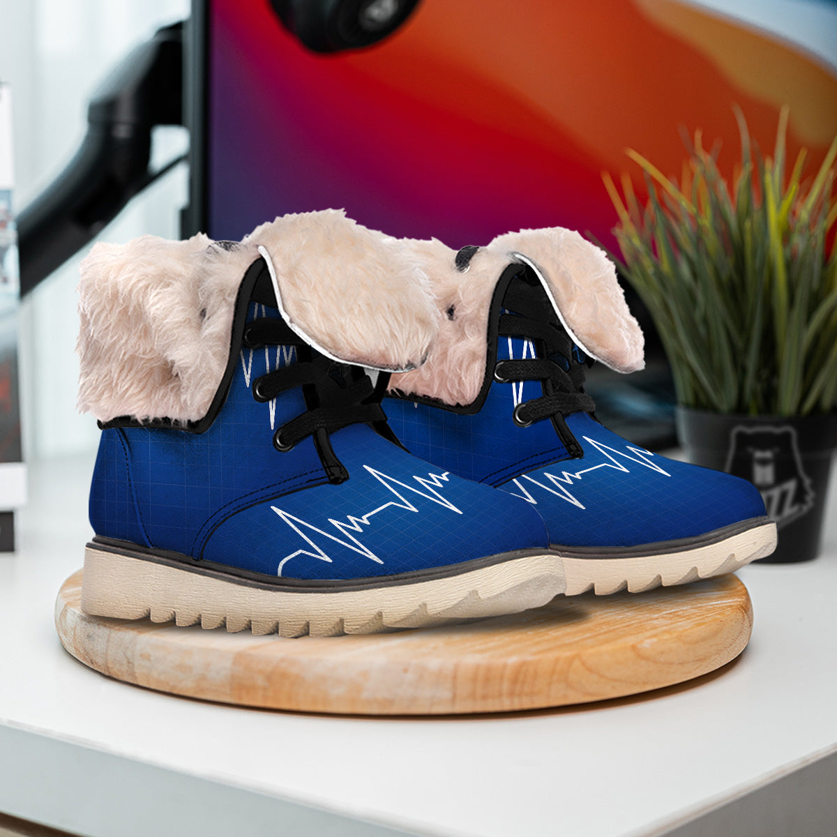 Heartbeat Blue Print Snow Boots-grizzshop