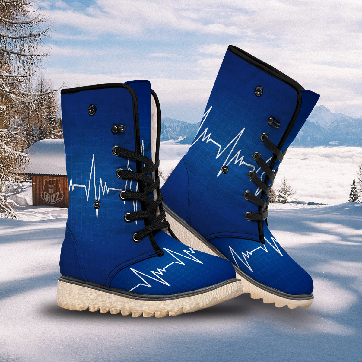 Heartbeat Blue Print Snow Boots-grizzshop