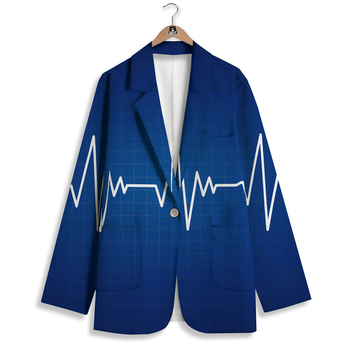 Heartbeat Blue Print Women's Blazer-grizzshop