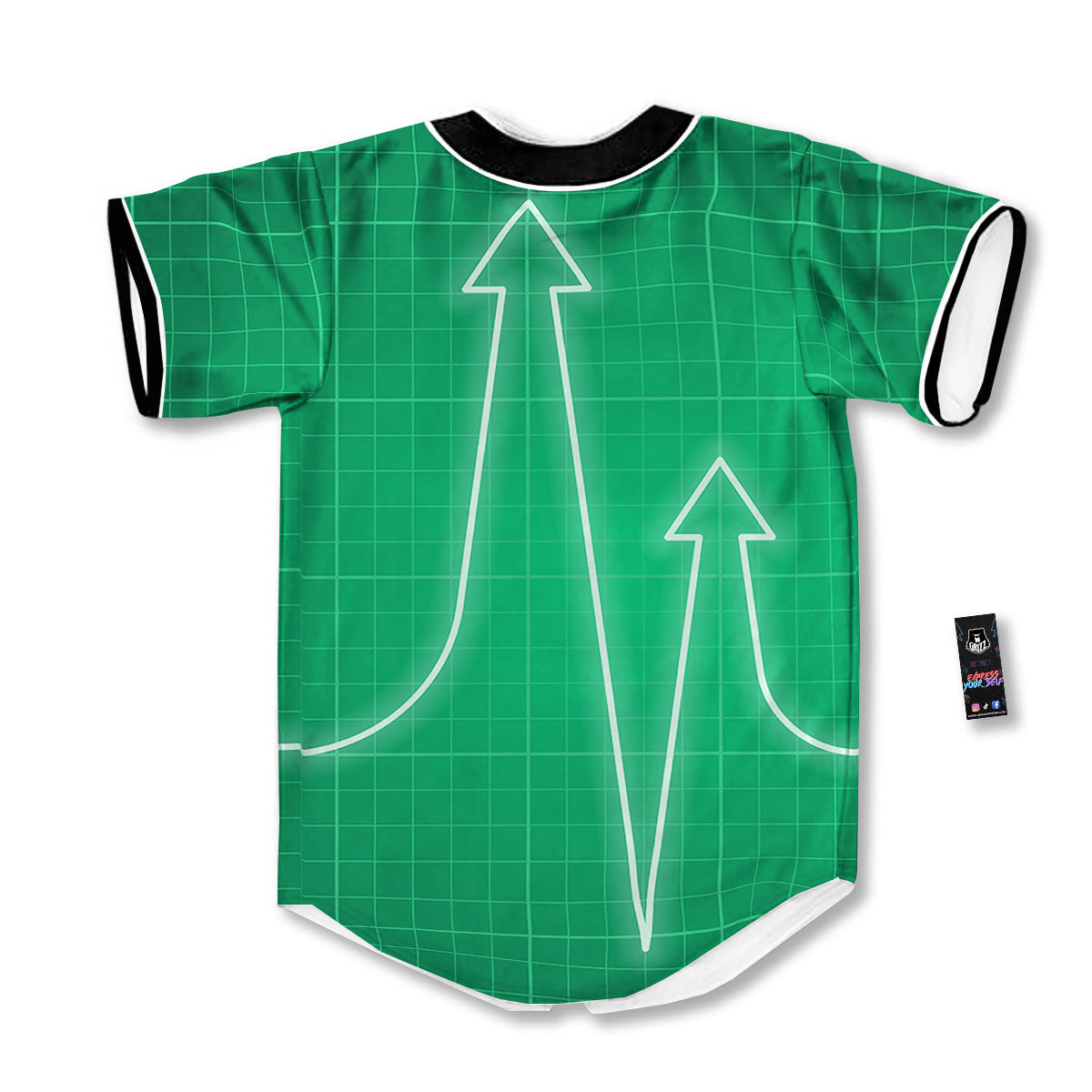 Heartbeat Green Print Baseball Jersey-grizzshop
