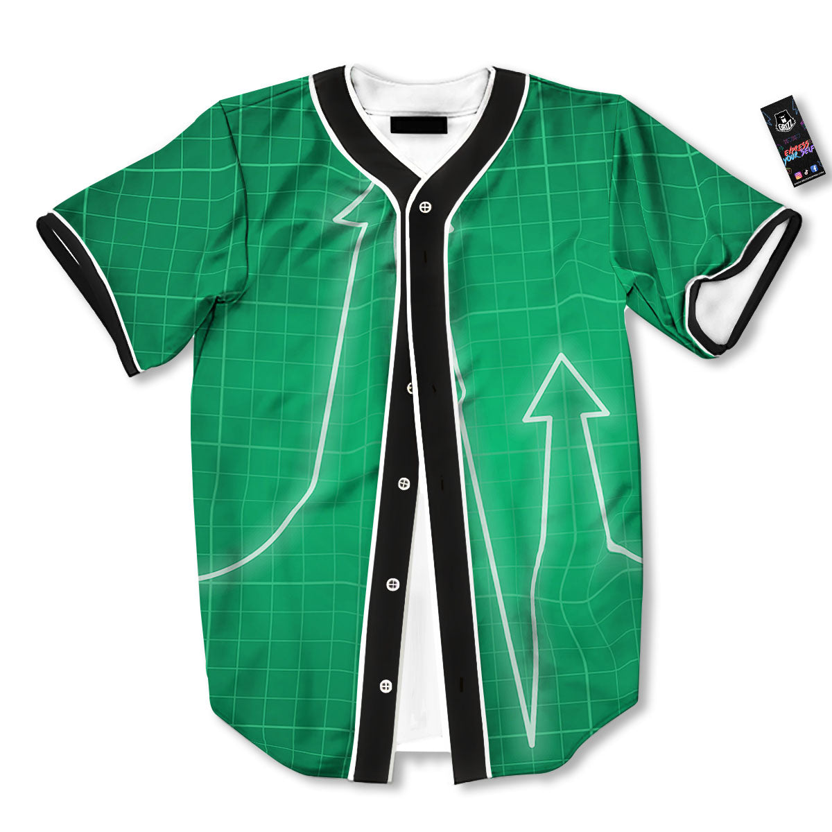 Heartbeat Green Print Baseball Jersey-grizzshop