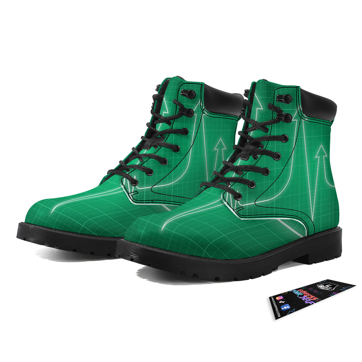 Heartbeat Green Print Boots-grizzshop